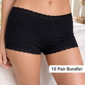 Maidenform XXL/Sz 9 Black Lace Boyshort Panties 10 Pack NEW $120 Retail